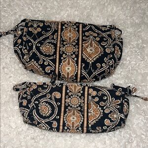 Vera Bradley Black and Tan Cosmetic Bag Set with Paisley Design